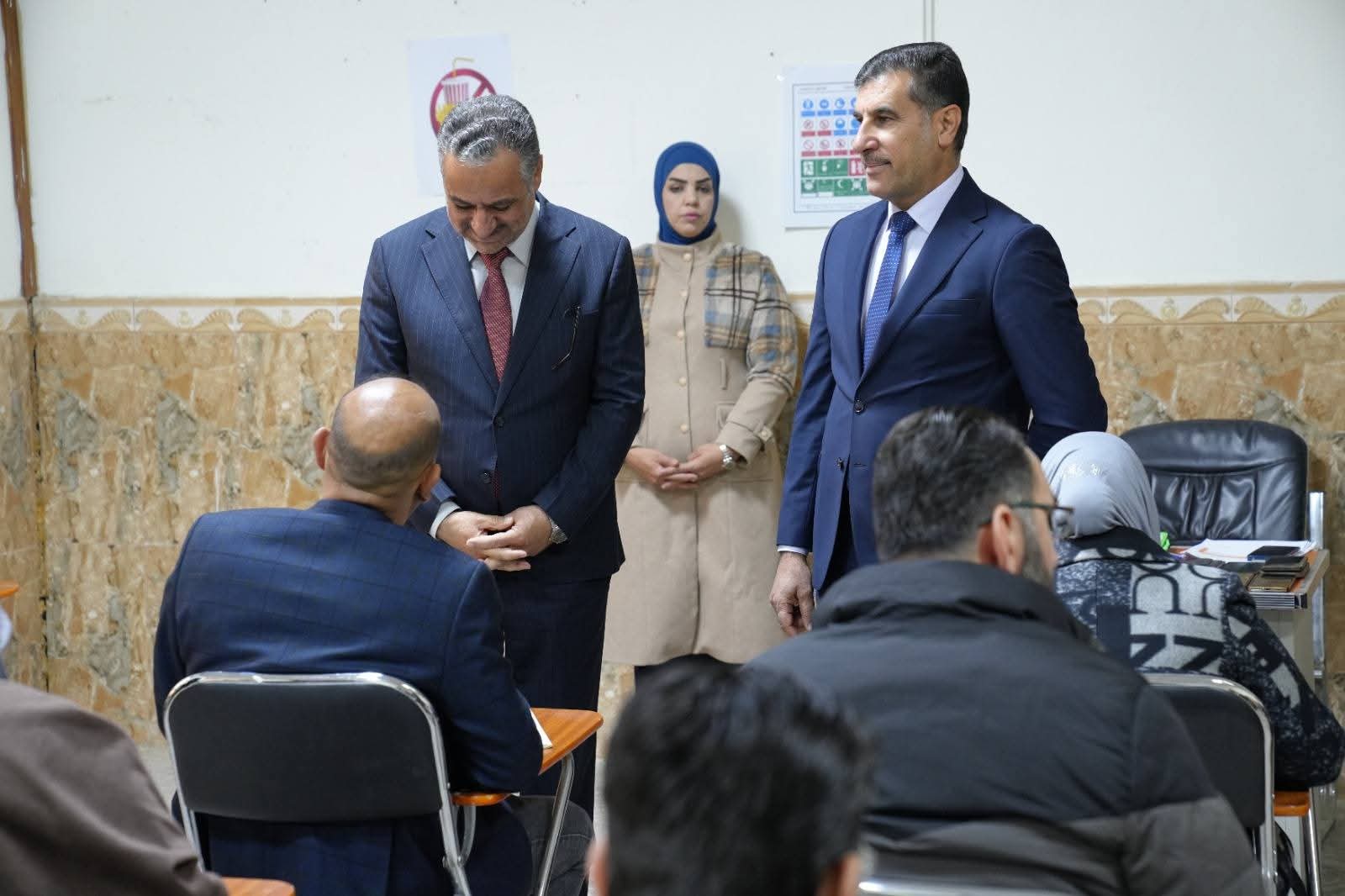 The university president is monitoring the examination process in the colleges.