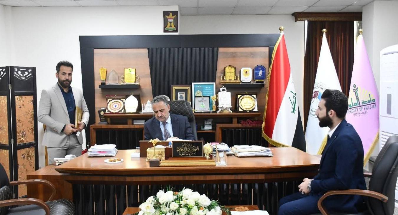 The President of the University of Fallujah Meets with a Number of Citizens, Employees, and University Students
