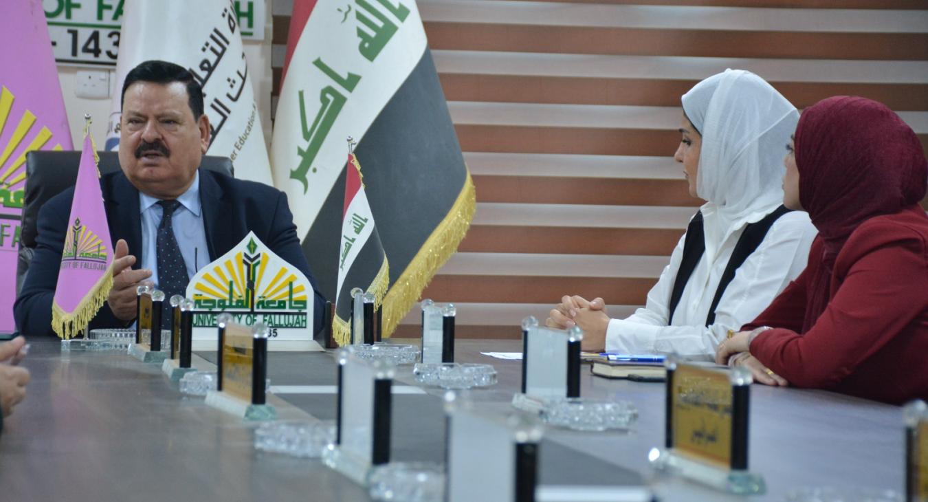 During his meeting with officials of women’s empowerment units, the President of Fallujah University stresses the necessity of moving forward towards establishing a better future for Iraqi women in the field of entrepreneurship