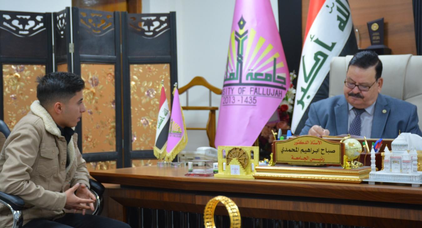The President of the University of Fallujah receives a number of citizens and university students and directs them to follow up on their requests and develop solutions for them within legal and administrative frameworks.