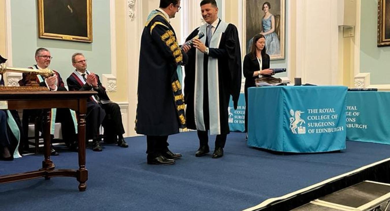 The Dean of the College of Medicine at the University of Fallujah obtains a fellowship certificate from the British Royal College of Surgeons