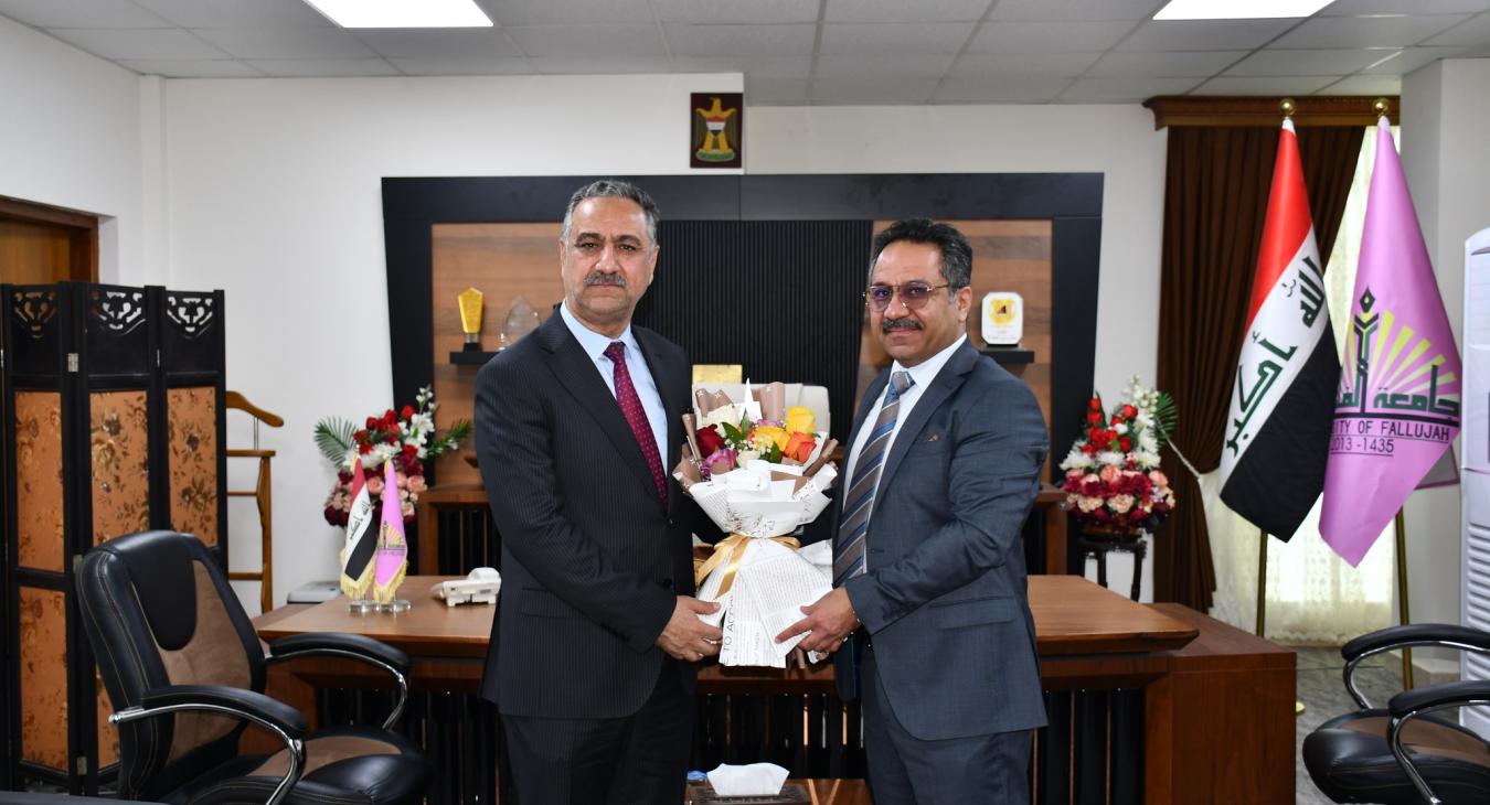 The President of Fallujah University receives well-wishers on the occasion of assuming his position
