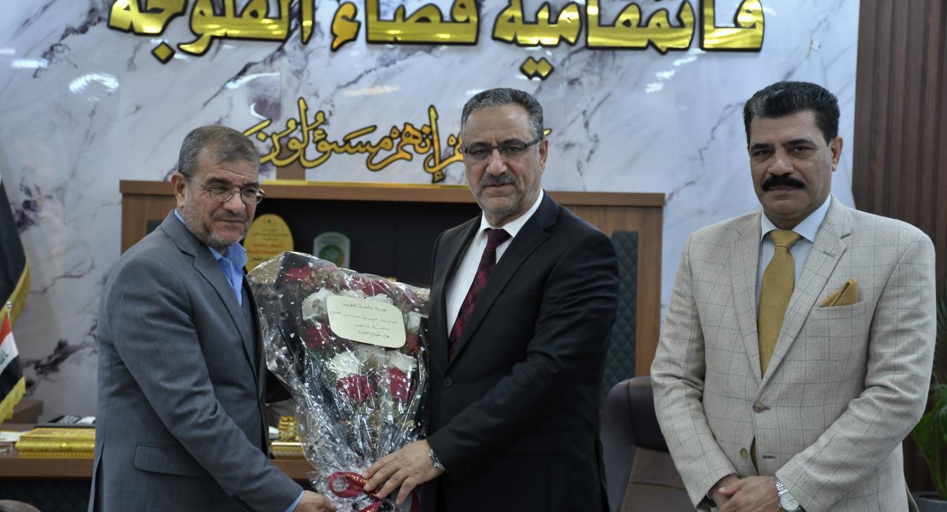 The President of Fallujah University visits the building of the Mayor of Fallujah