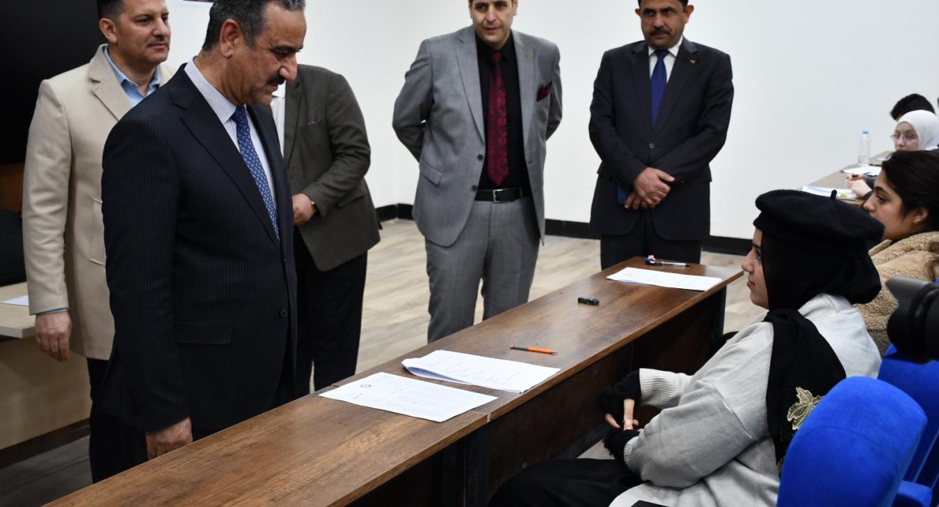 The President of the University of Fallujah inspects the progress of the first semester exams for first-year students in the university’s colleges