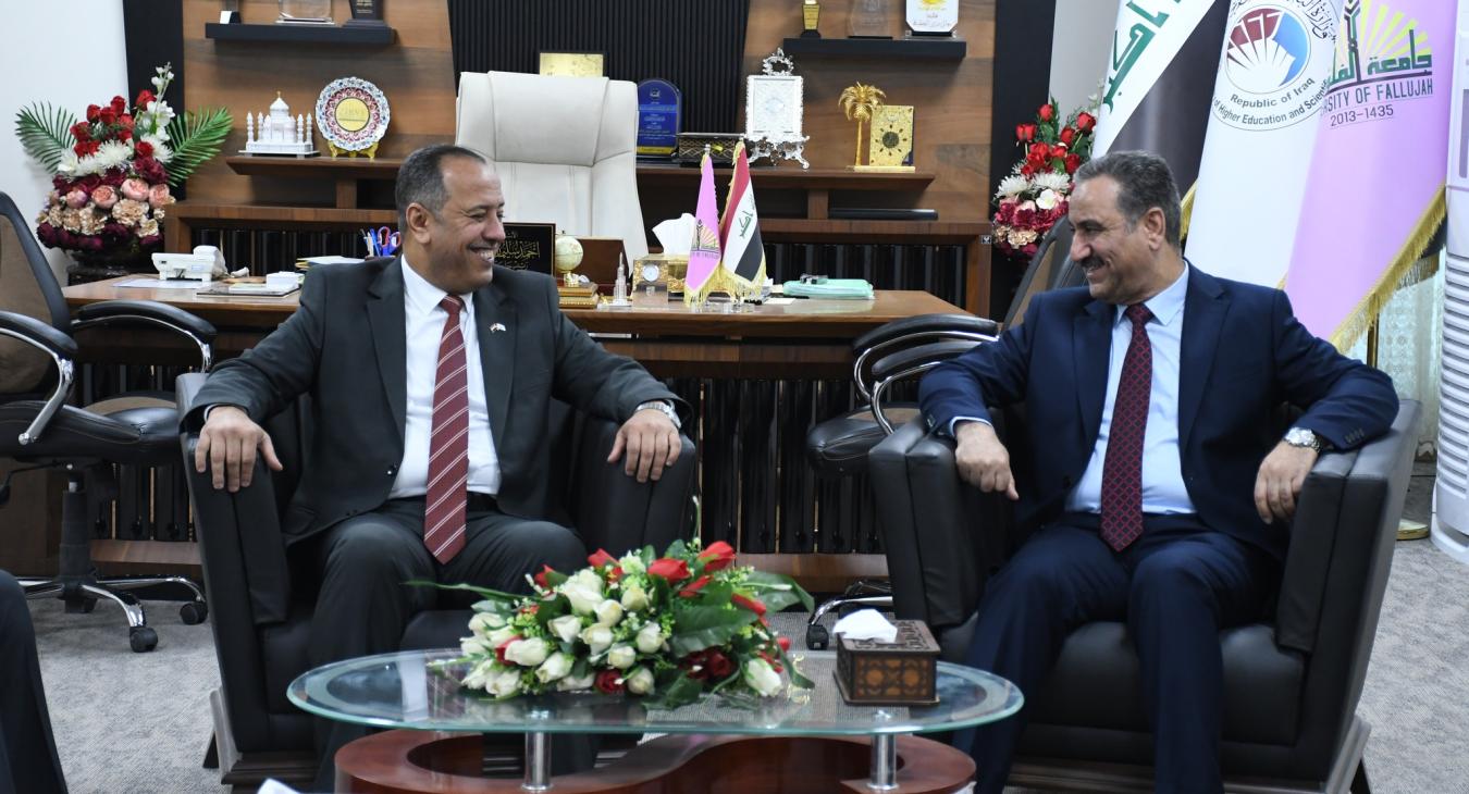 The President of Fallujah University receives the President of Anbar University and discusses with him prospects for joint cooperation