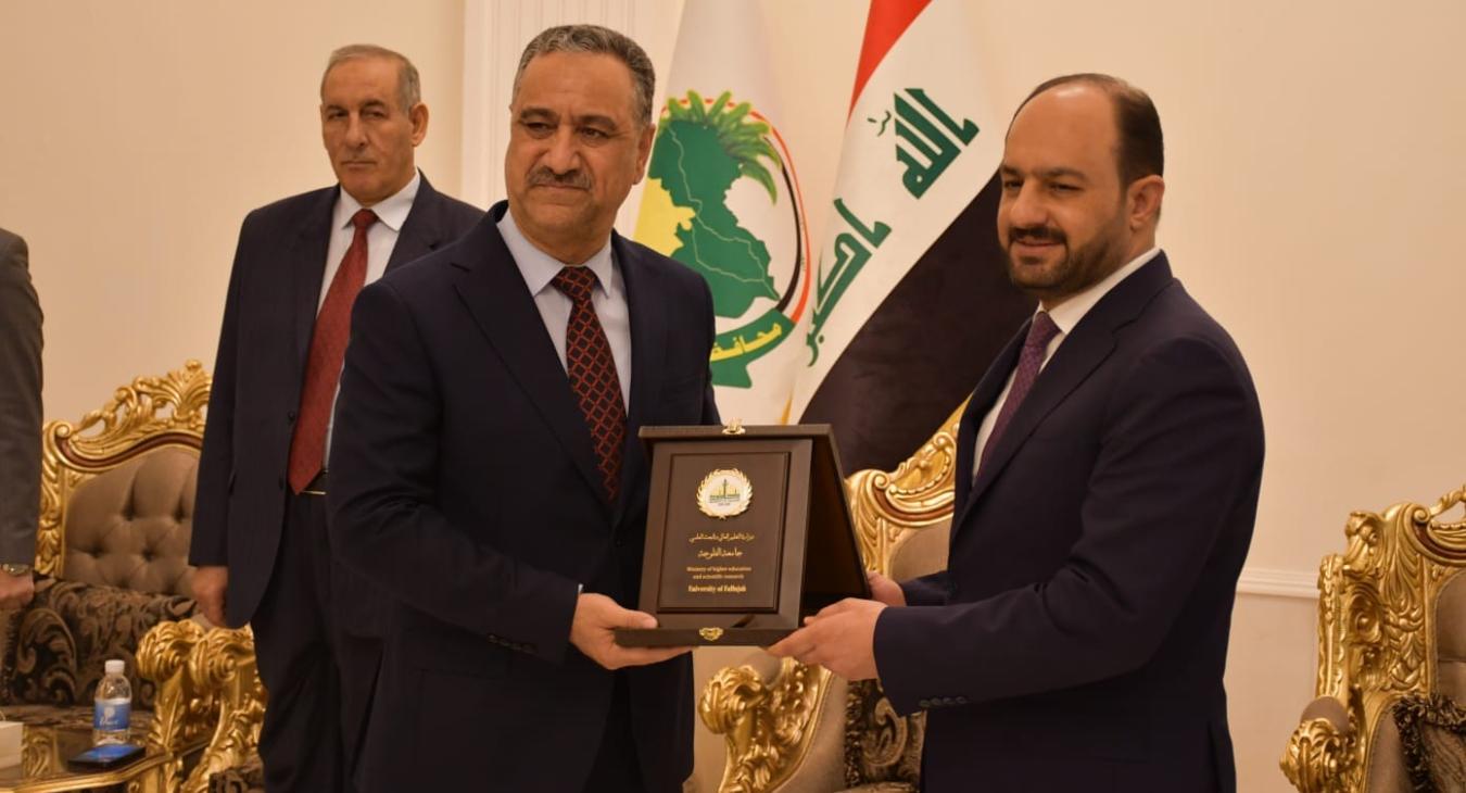 The President of Fallujah University congratulates the Governor of Anbar and the Chairman of the Provincial Council