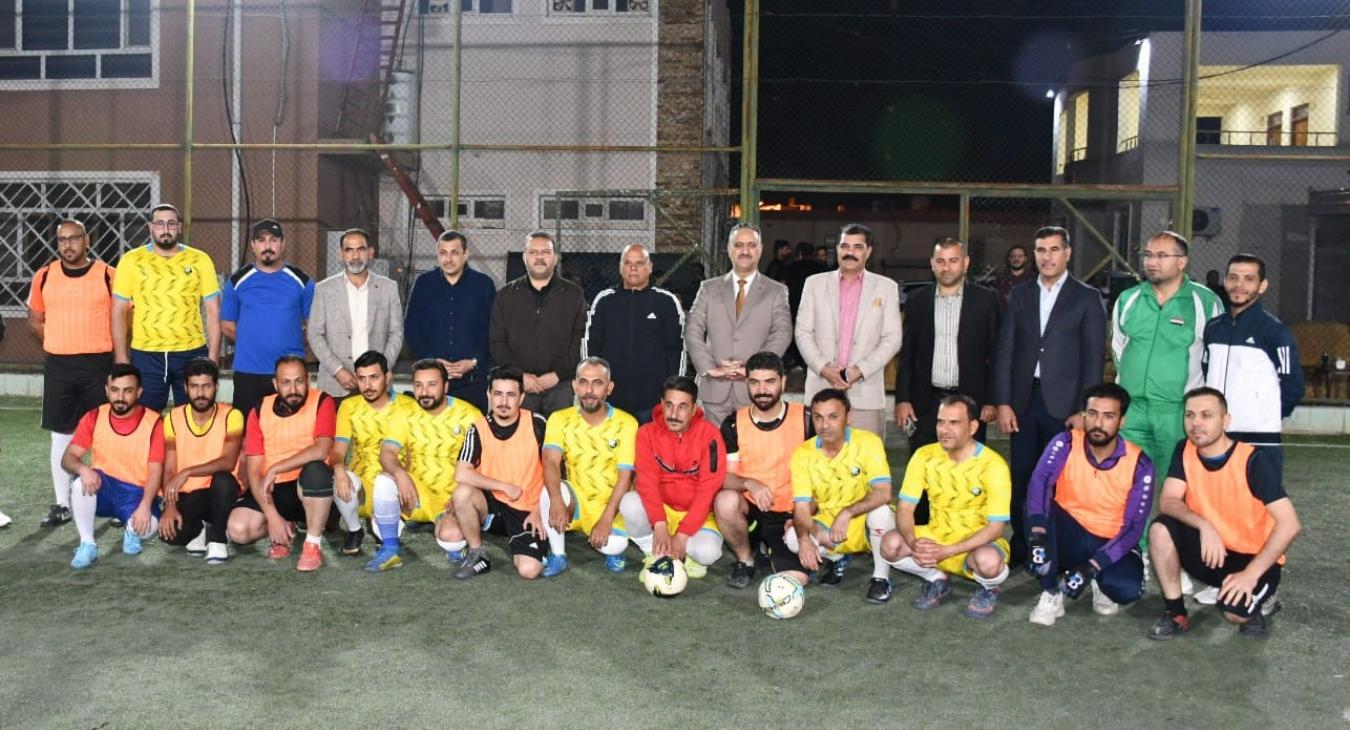 The launch of the five-a-side football tournament for members and students of the University of Fallujah for the University President’s Cup