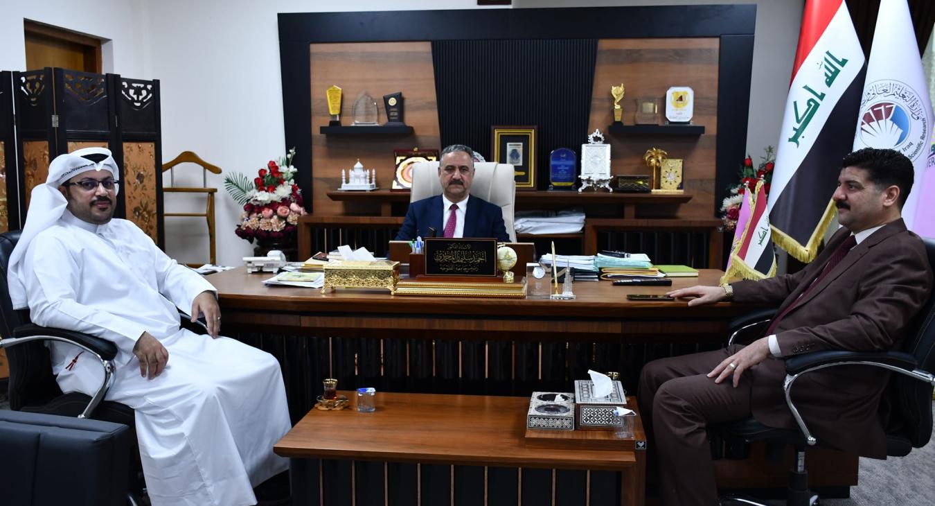 The President of the University of Fallujah meets with the Head of the Studies and Research Department of the Gulf Cooperation Organization