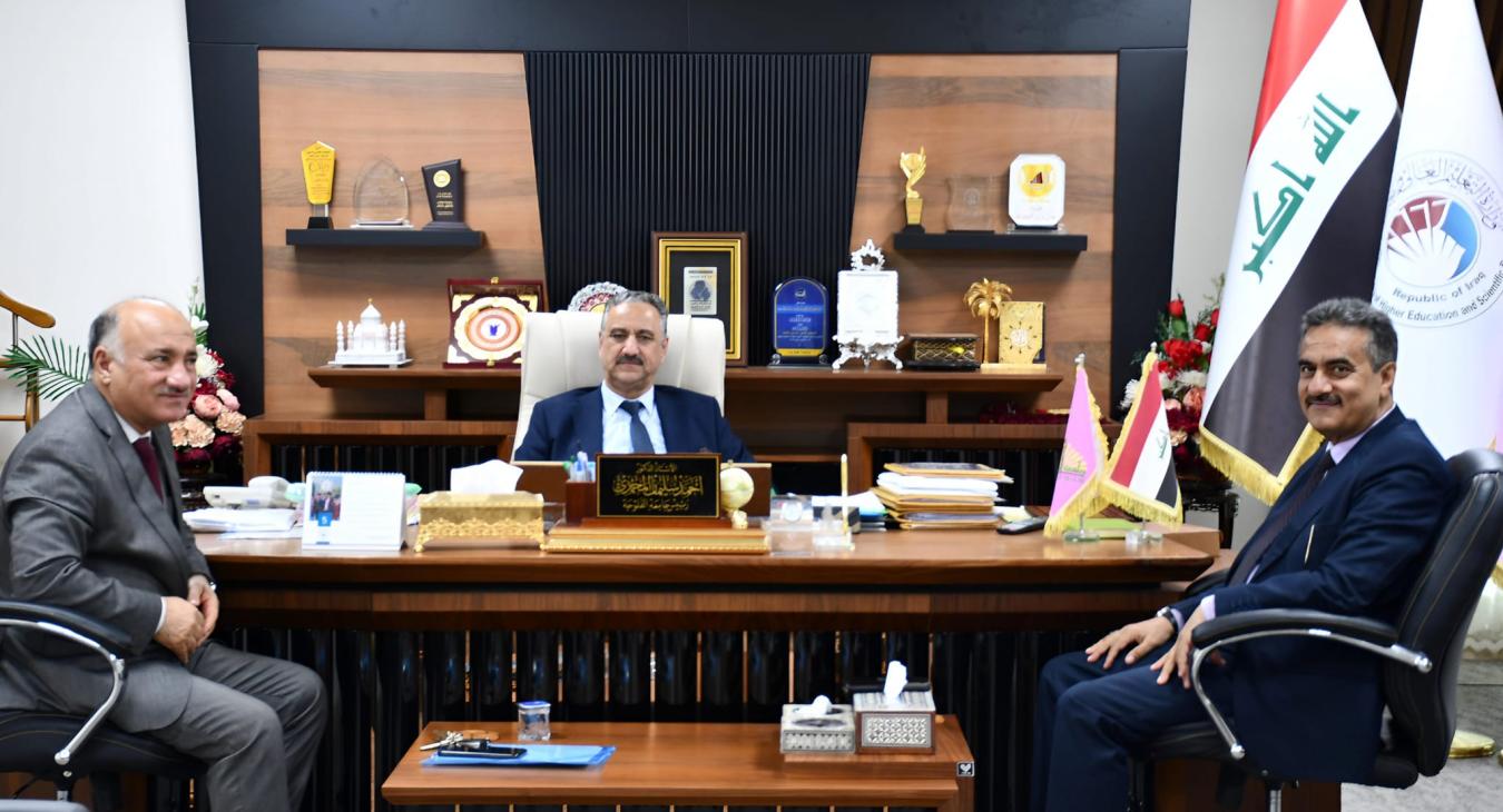 The President of the University of Fallujah receives the President of the Arab Center for Nanotechnology