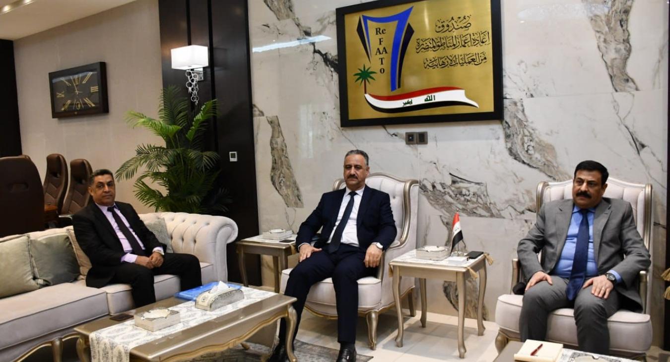 The President of Fallujah University meets with the head of the Reconstruction Fund and discusses with him ways to support the University’s projects
