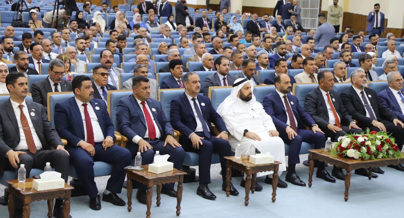 The President of the University of Fallujah attends the opening activities of the First International Scientific Conference for Sports Sciences at Anbar University