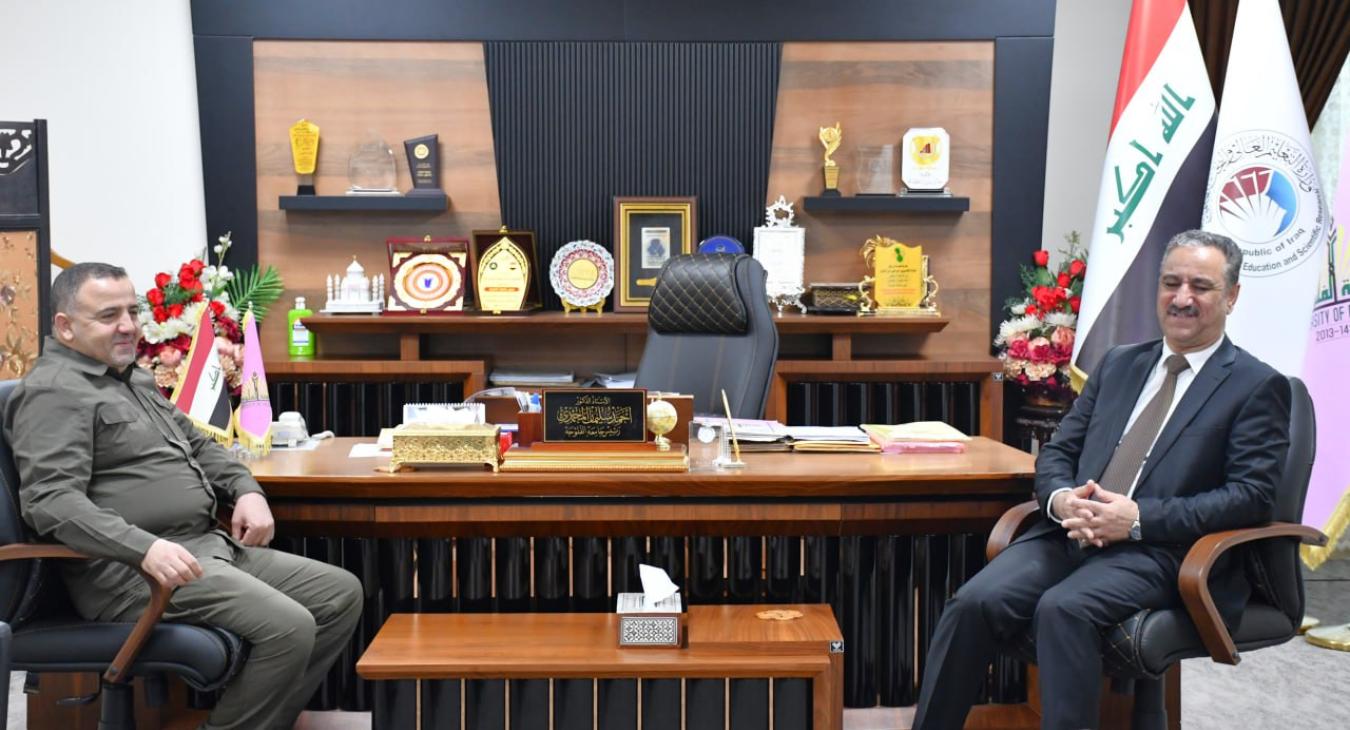 The President of Fallujah University receives the official of the leadership of the Popular Mobilization Forces in Anbar