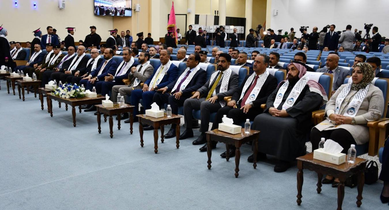 The President of Fallujah University participates in the activities of the central graduation ceremony for Anbar University students